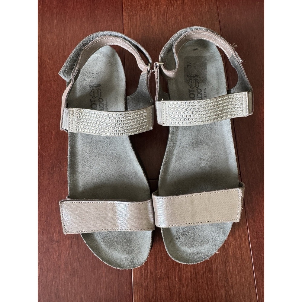 Naot Lisa Silver Threads Leather W/Microcrystals Strappy Comfort Sandals Size 38